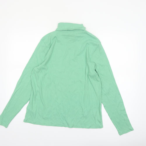 Marks and Spencer Womens Green Roll Neck Long Sleeve Cotton Top Size 20