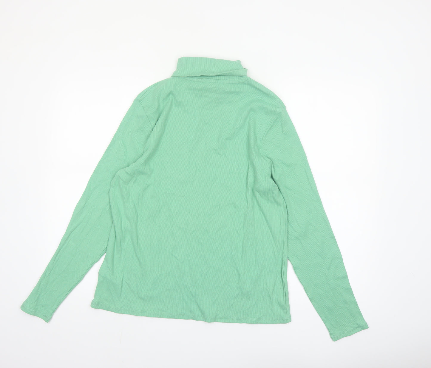Marks and Spencer Womens Green Roll Neck Long Sleeve Cotton Top Size 20