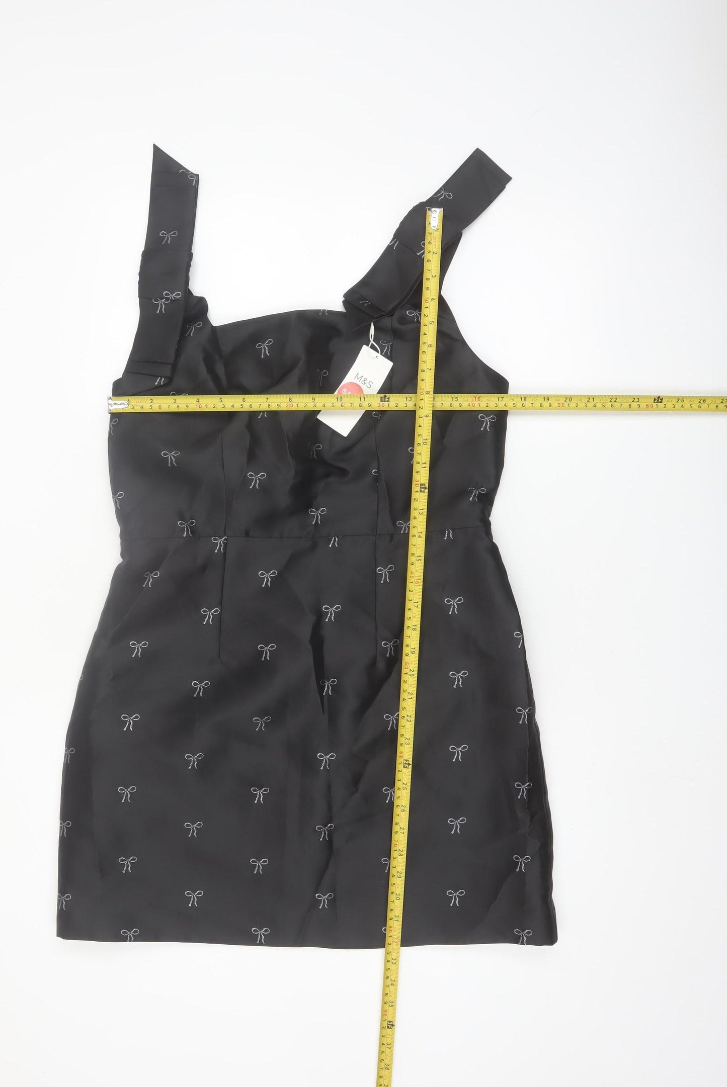 Marks and Spencer Women's Black Size 14 Shift Dress with Bow Accent