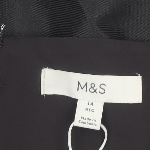 Marks and Spencer Women's Black Size 14 Shift Dress with Bow Accent