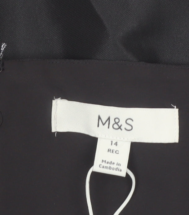 Marks and Spencer Women's Black Size 14 Shift Dress with Bow Accent