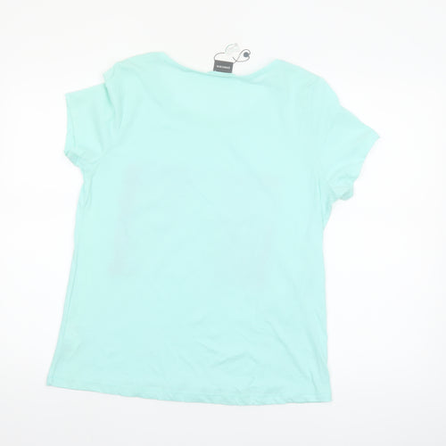 Pieces Womens Blue Graphic Print Short Sleeve Cotton T-Shirt UK 10
