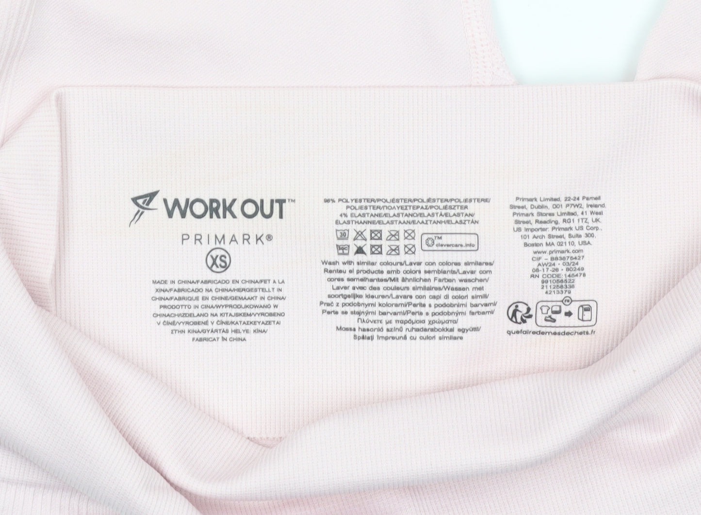 Primark Womens Pink XS Seamless Workout Leggings