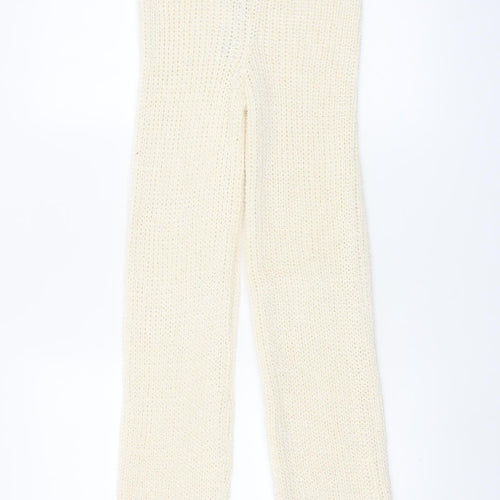 PrettyLittleThing Women's Ivory Knitted Flared Trousers Size S