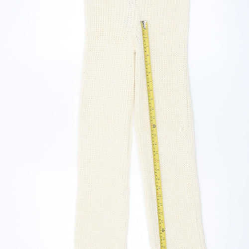 PrettyLittleThing Women's Ivory Knitted Flared Trousers Size S