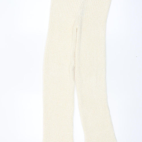 PrettyLittleThing Women's Ivory Knitted Flared Trousers Size S