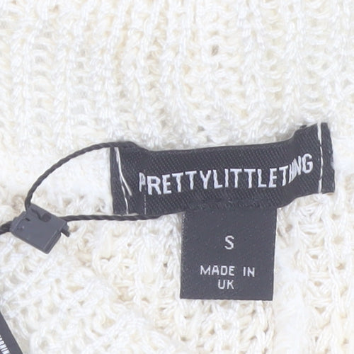 PrettyLittleThing Women's Ivory Knitted Flared Trousers Size S