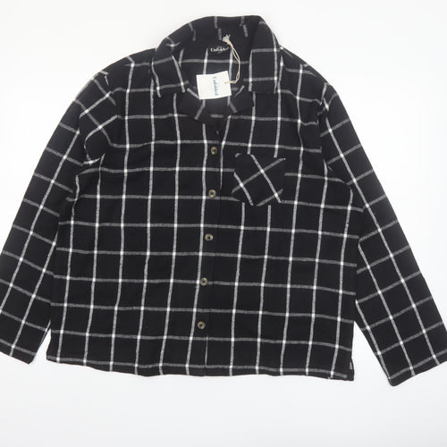 This is Unfolded Women's Black Check Flannel Pyjama Top UK 16