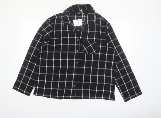 This is Unfolded Women's Black Check Flannel Pyjama Top UK 16