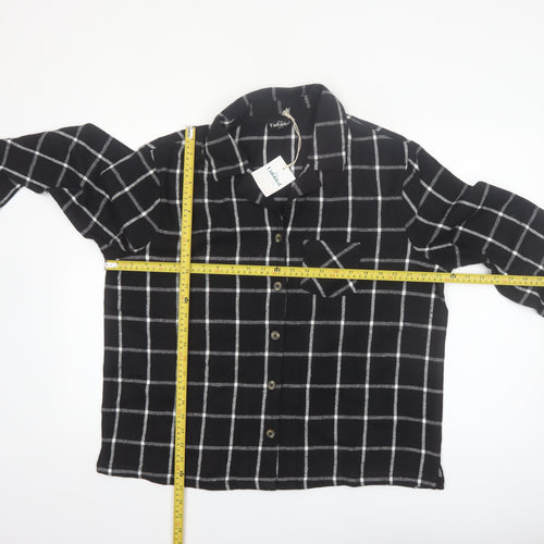 This is Unfolded Women's Black Check Flannel Pyjama Top UK 16
