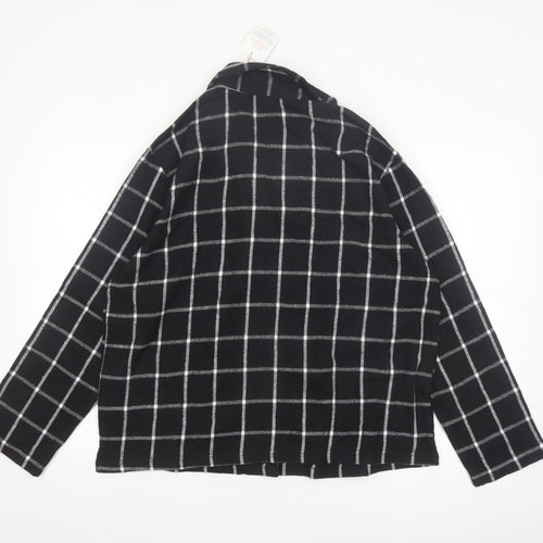This is Unfolded Women's Black Check Flannel Pyjama Top UK 16