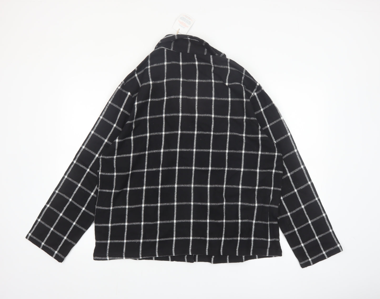This is Unfolded Women's Black Check Flannel Pyjama Top UK 16