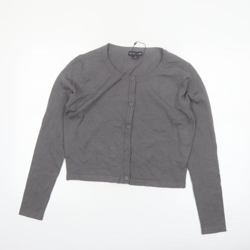 PrettyLittleThing Women's Grey Knit Button Cardigan M