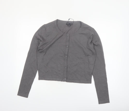PrettyLittleThing Women's Grey Knit Button Cardigan M