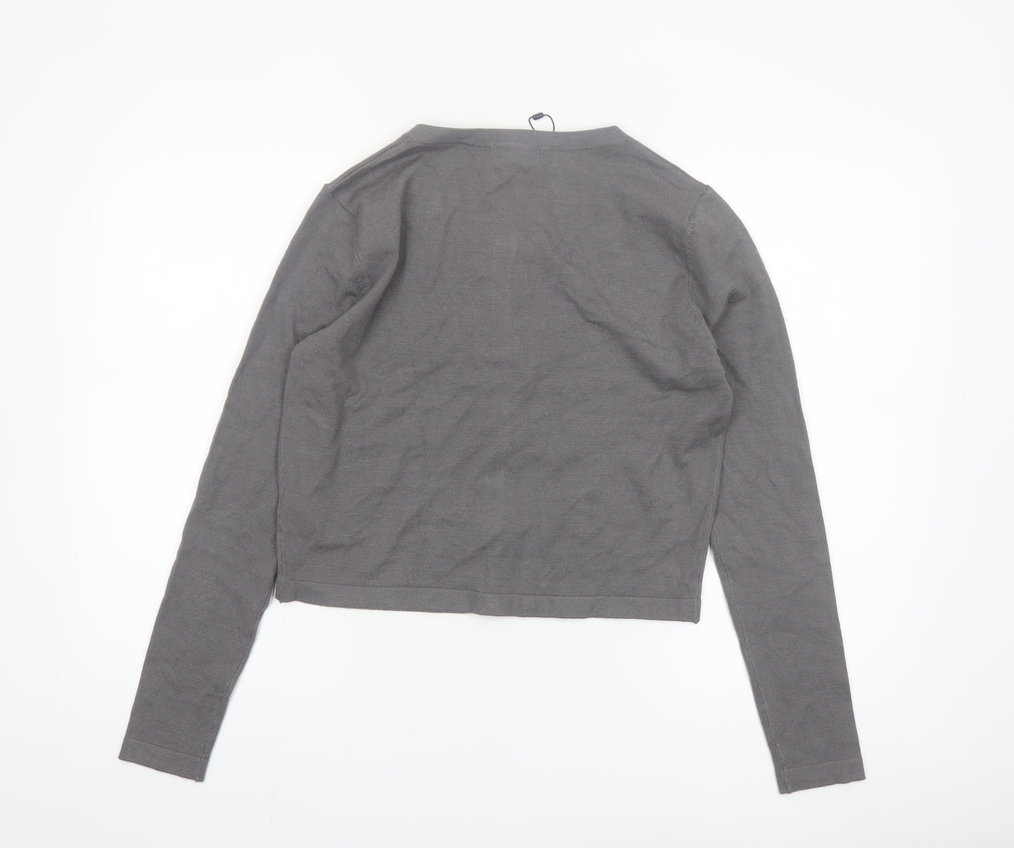 PrettyLittleThing Women's Grey Knit Button Cardigan M