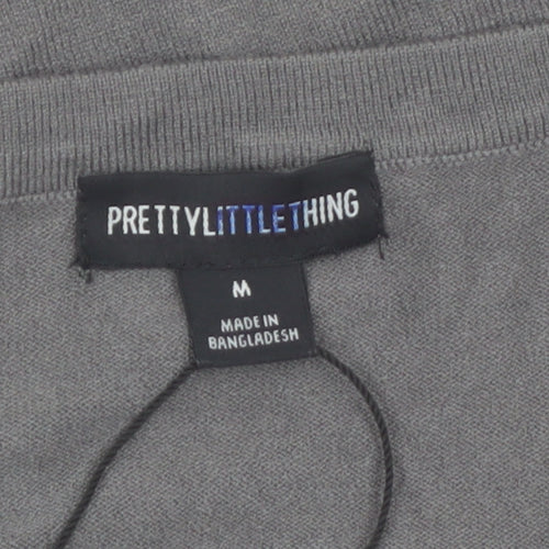 PrettyLittleThing Women's Grey Knit Button Cardigan M