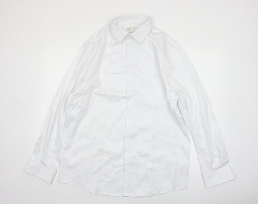 Marks and Spencer Men's White 16.5 Regular Fit Pure Cotton Formal Dress Shirt