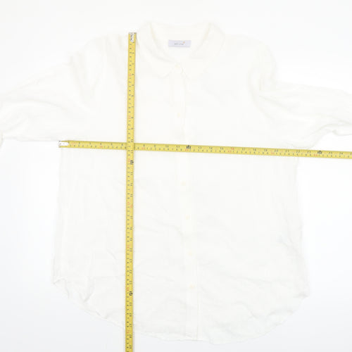 Marks and Spencer Women White Button-Up Shirt UK 16 Classic Long Sleeve