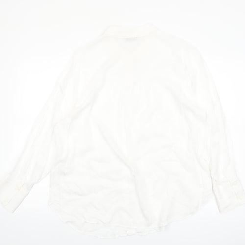 Marks and Spencer Women White Button-Up Shirt UK 16 Classic Long Sleeve
