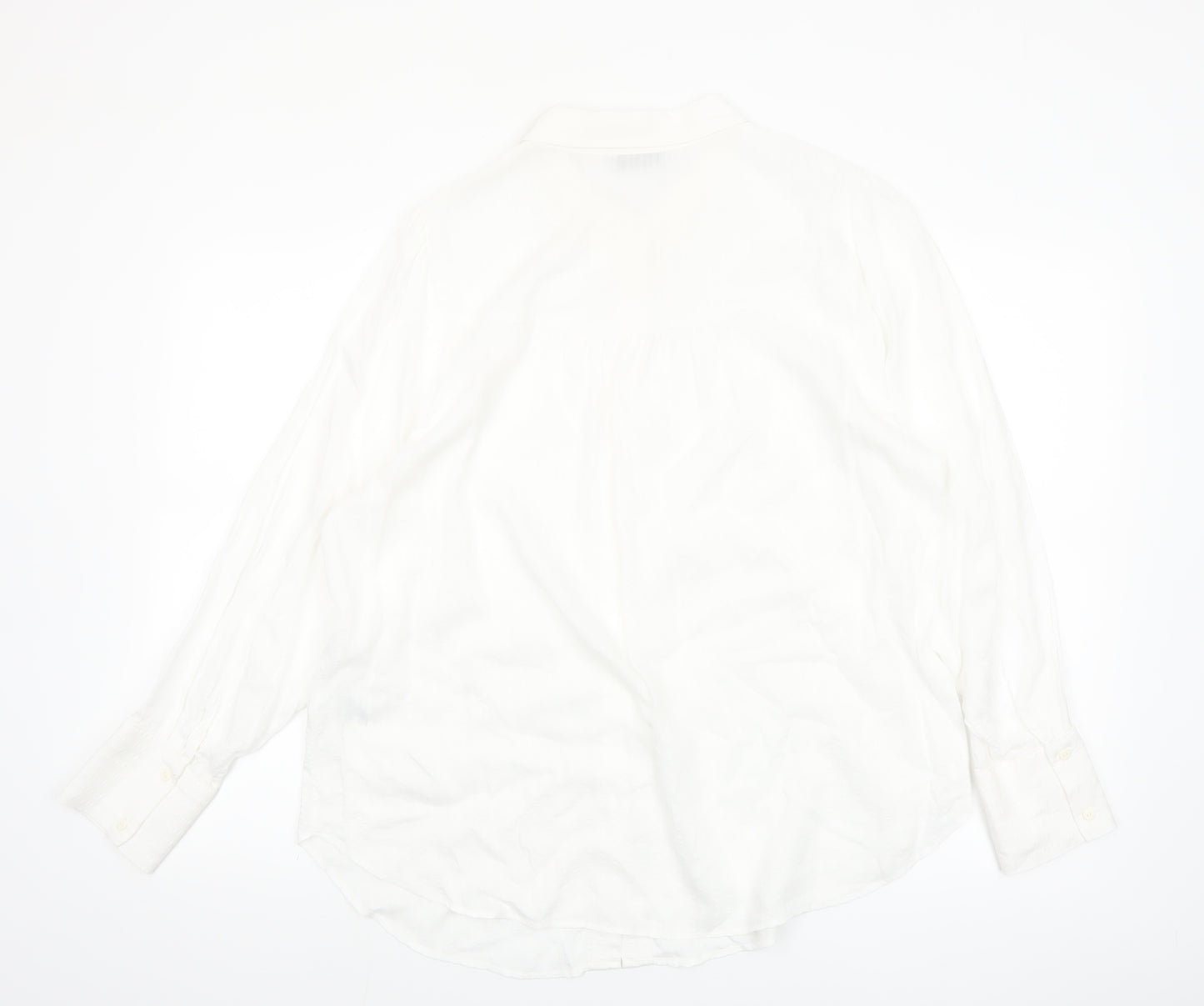 Marks and Spencer Women White Button-Up Shirt UK 16 Classic Long Sleeve