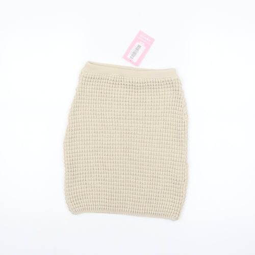 MissyEmpire Women Beige Knit Short Pencil Skirt Size S