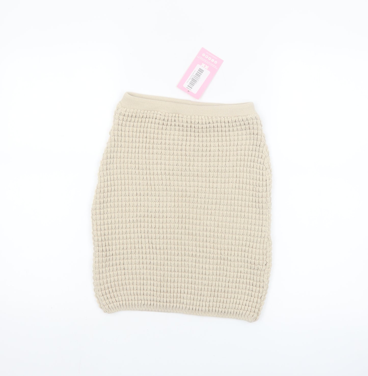 MissyEmpire Women Beige Knit Short Pencil Skirt Size S