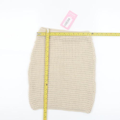 MissyEmpire Women Beige Knit Short Pencil Skirt Size S