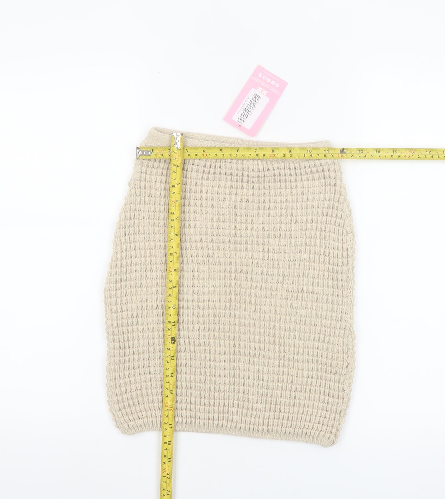 MissyEmpire Women Beige Knit Short Pencil Skirt Size S