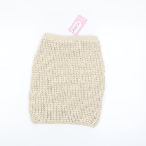 MissyEmpire Women Beige Knit Short Pencil Skirt Size S