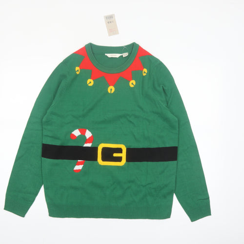 Esmara Womens Green Christmas Elf Pullover Jumper Size 12