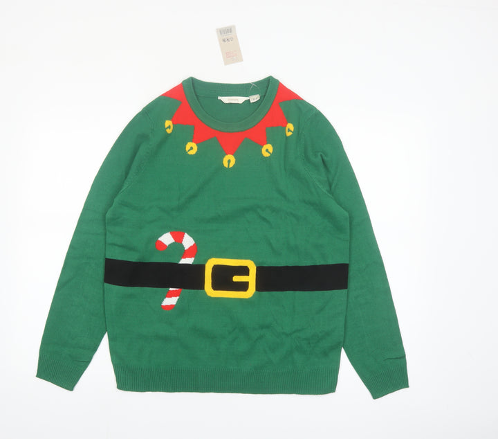 Esmara Womens Green Christmas Elf Pullover Jumper Size 12