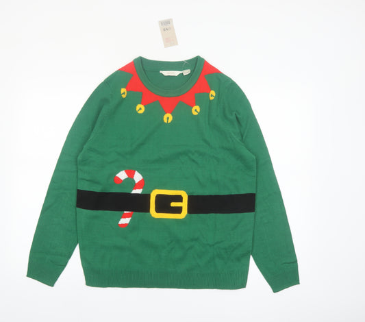 Esmara Womens Green Christmas Elf Pullover Jumper Size 12