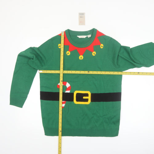 Esmara Womens Green Christmas Elf Pullover Jumper Size 12