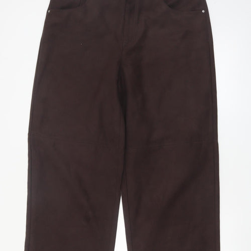 Marks and Spencer Women's Brown Regular Fit Straight Leg Trousers Size 16