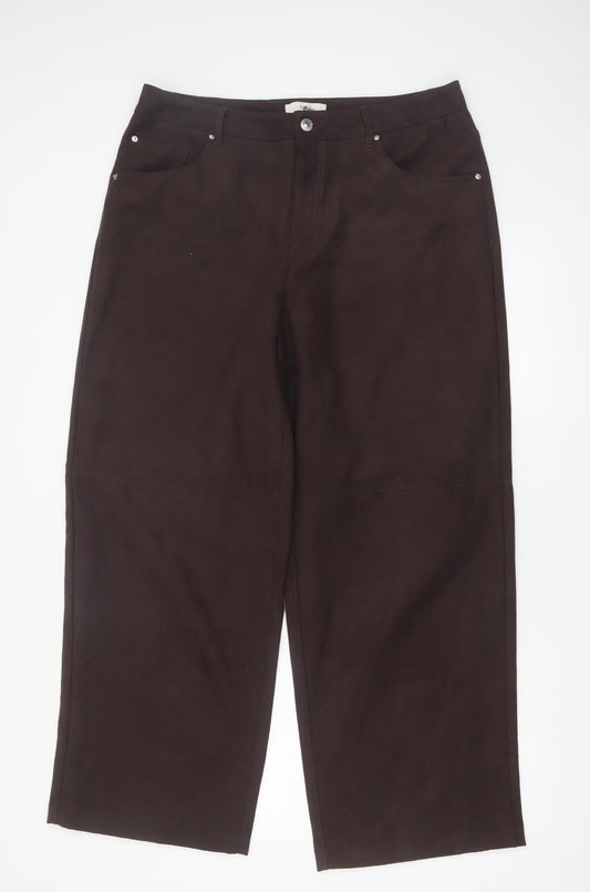 Marks and Spencer Women's Brown Regular Fit Straight Leg Trousers Size 16
