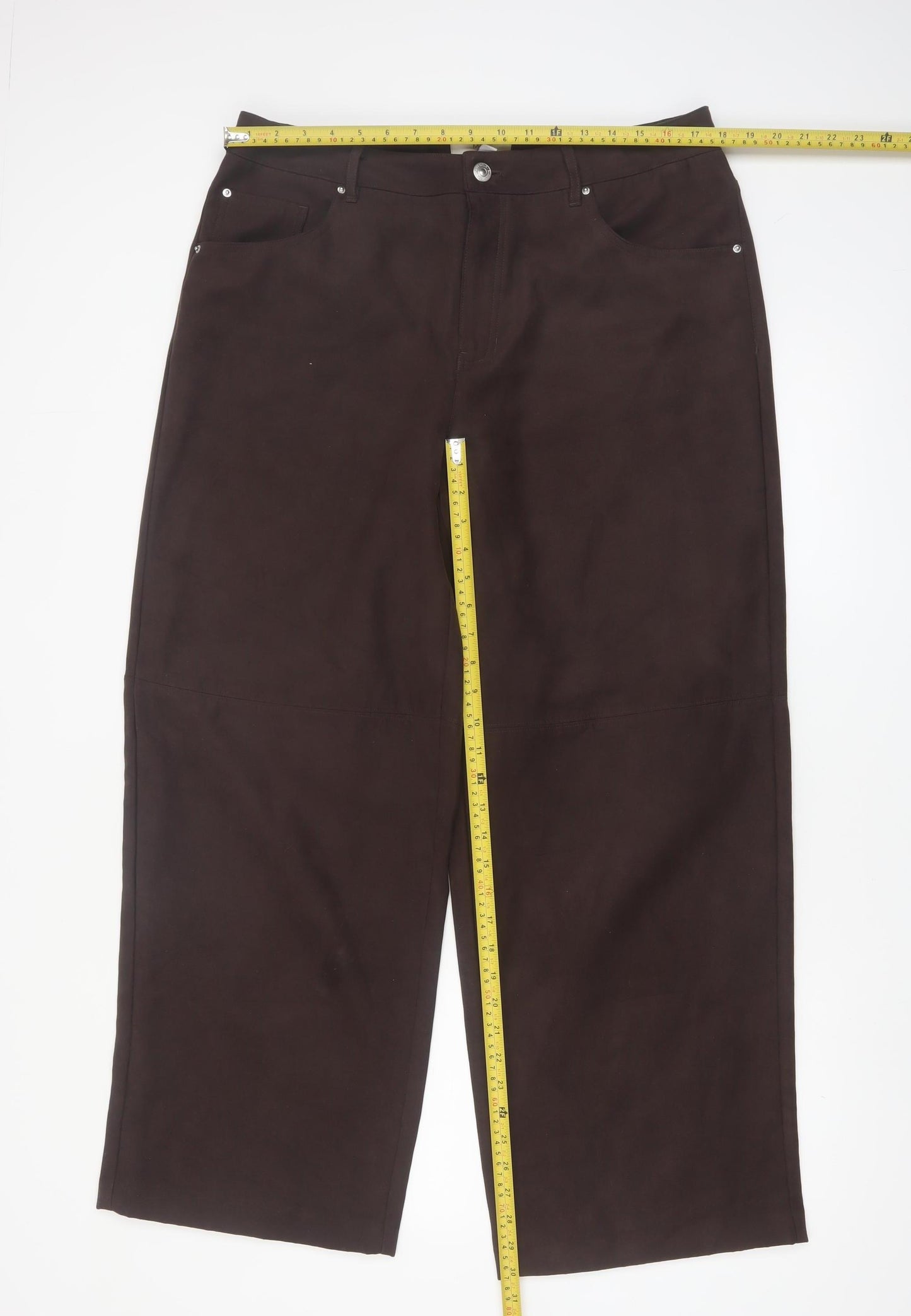 Marks and Spencer Women's Brown Regular Fit Straight Leg Trousers Size 16