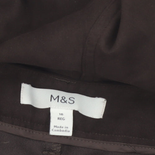 Marks and Spencer Women's Brown Regular Fit Straight Leg Trousers Size 16