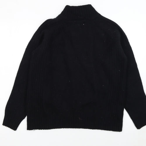 Napapijri Men's Black Wool 1/2 Zip High Neck Jumper M