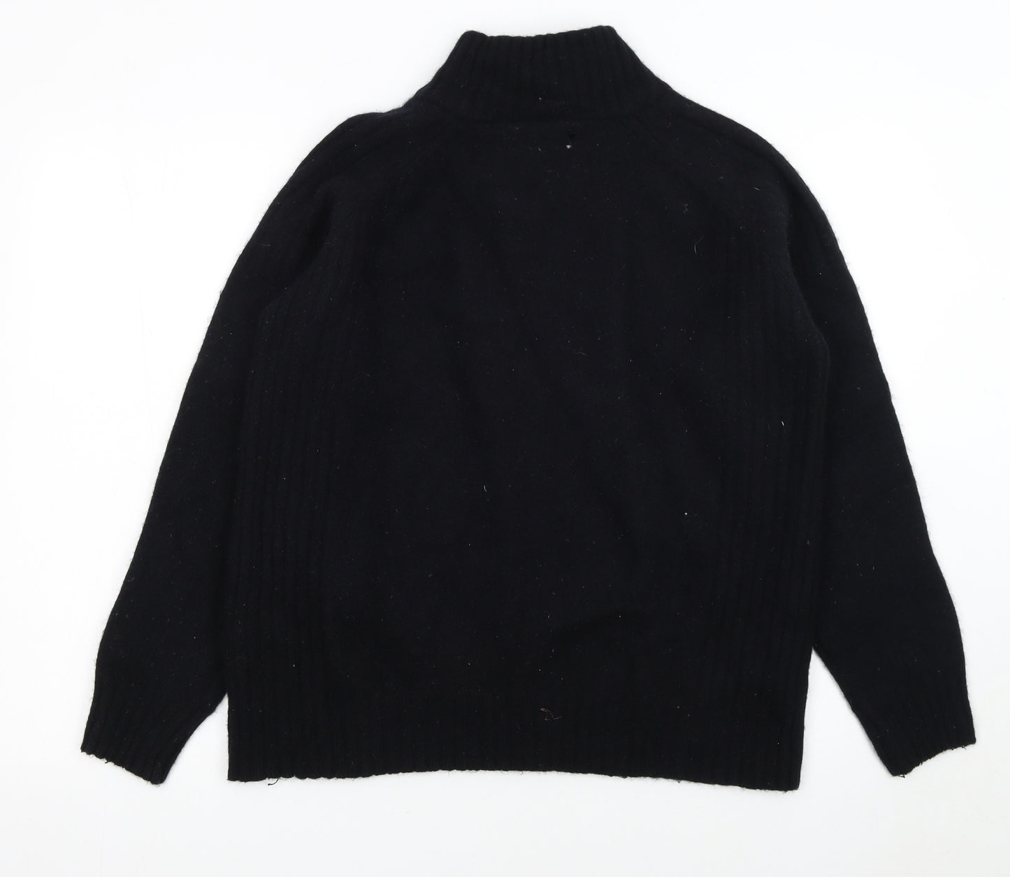 Napapijri Men's Black Wool 1/2 Zip High Neck Jumper M