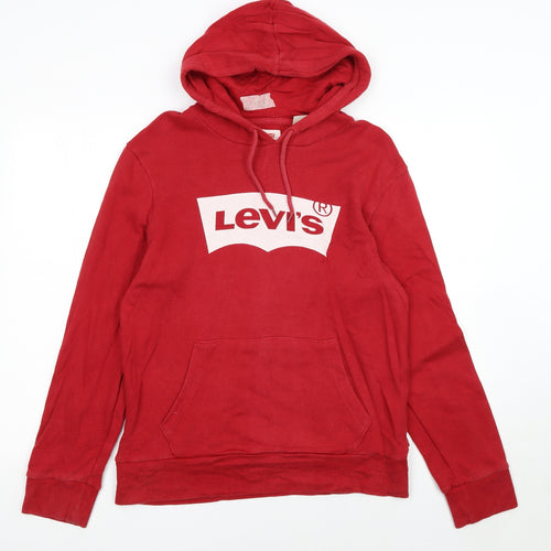 Levi's Women's Red Pullover Hoodie Medium Classic Logo Sweatshirt