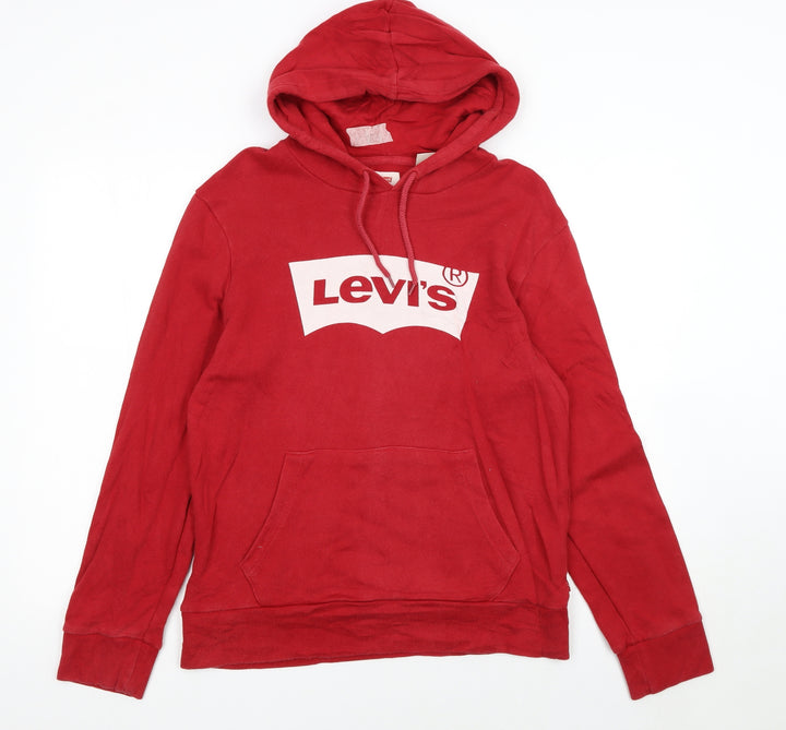 Levi's Women's Red Pullover Hoodie Medium Classic Logo Sweatshirt