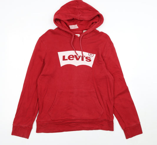 Levi's Women's Red Pullover Hoodie Medium Classic Logo Sweatshirt