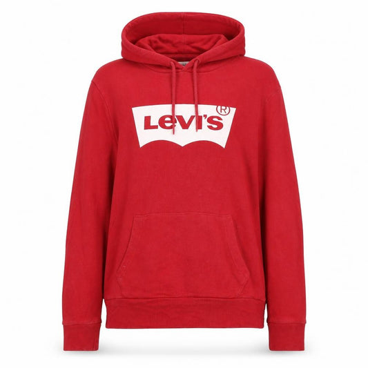Front view of Levi's Women's Red Pullover Hoodie Medium Classic Logo Sweatshirt