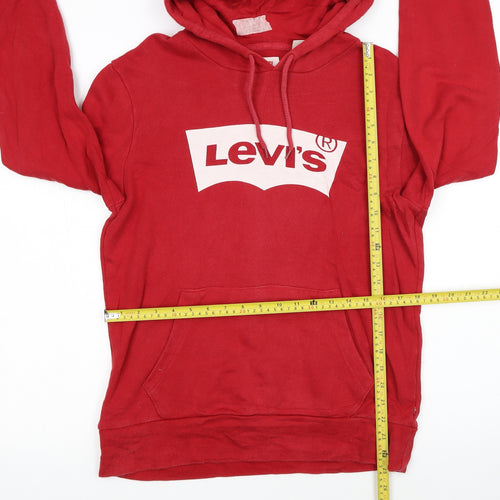 Levi's Women's Red Pullover Hoodie Medium Classic Logo Sweatshirt