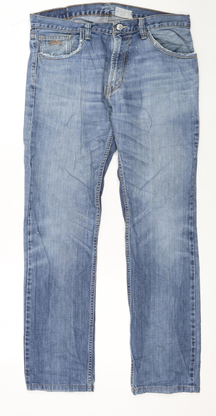 Levi Strauss & Co Men's Blue 34x34 Regular Fit Straight Denim Jeans
