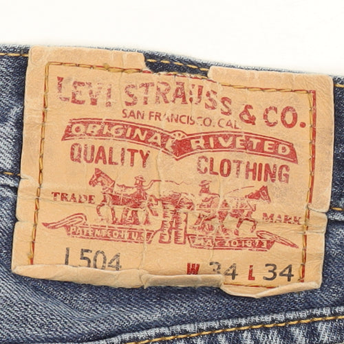 Levi Strauss & Co Men's Blue 34x34 Regular Fit Straight Denim Jeans