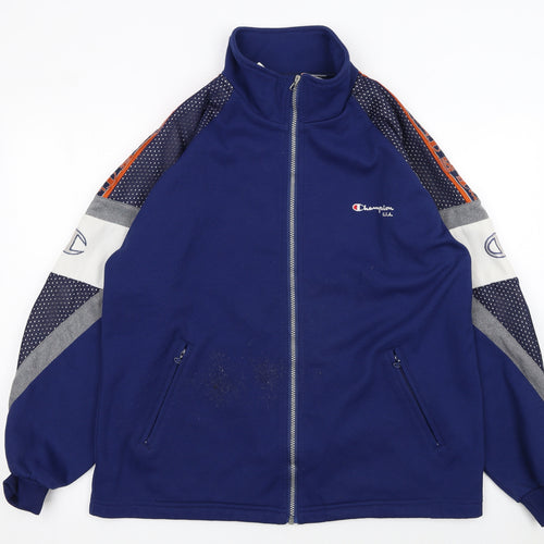 Champion Men's Blue Medium Full Zip Track Jacket 90s Sports Style