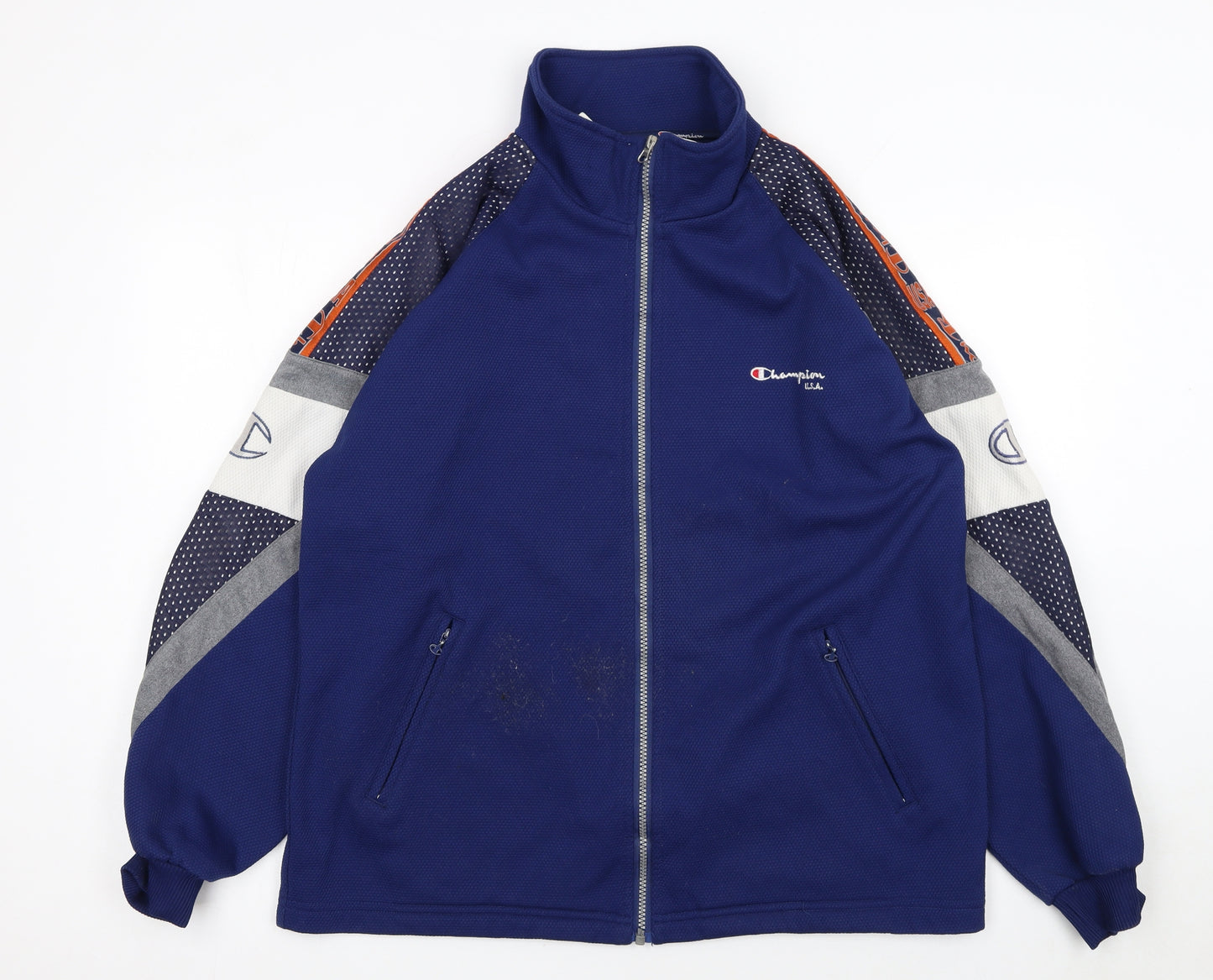 Champion Men's Blue Medium Full Zip Track Jacket 90s Sports Style
