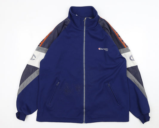 Champion Men's Blue Medium Full Zip Track Jacket 90s Sports Style