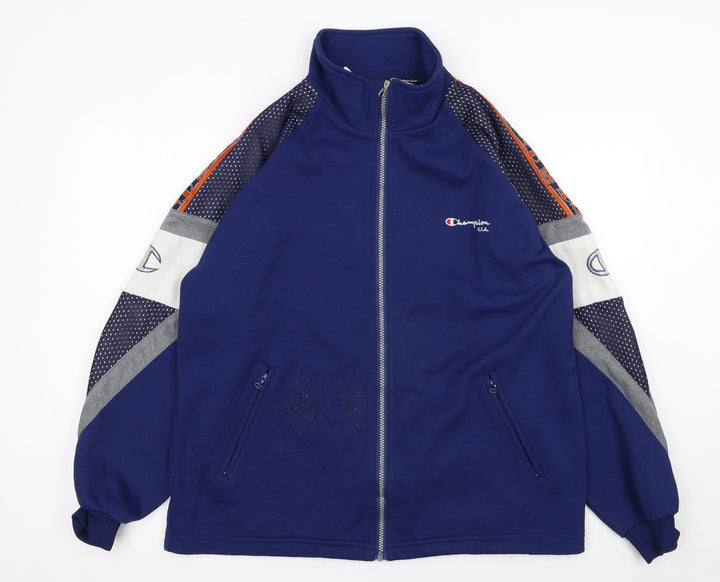 Champion Men's Blue Medium Full Zip Track Jacket 90s Sports Style
